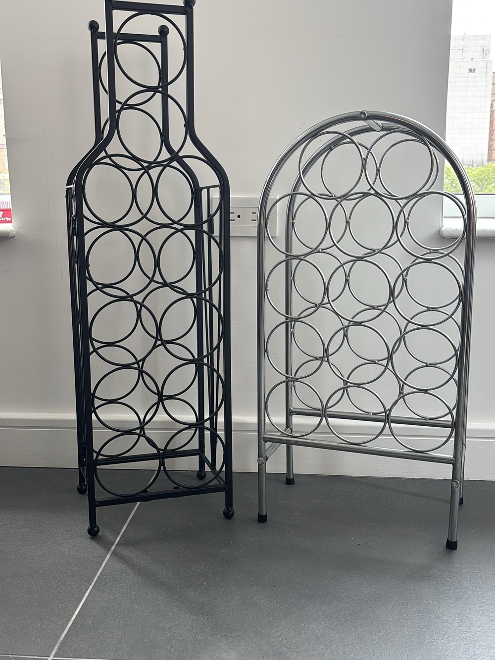 Metal Wine Rack - Black and Chrome Bottle Organizer